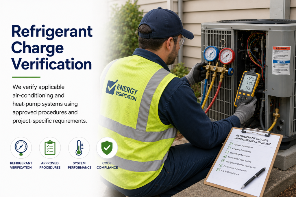 Technician verifying refrigerant charge on an air-conditioning system