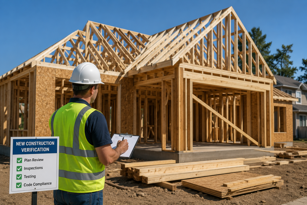 Energy verification inspection at a residential construction site